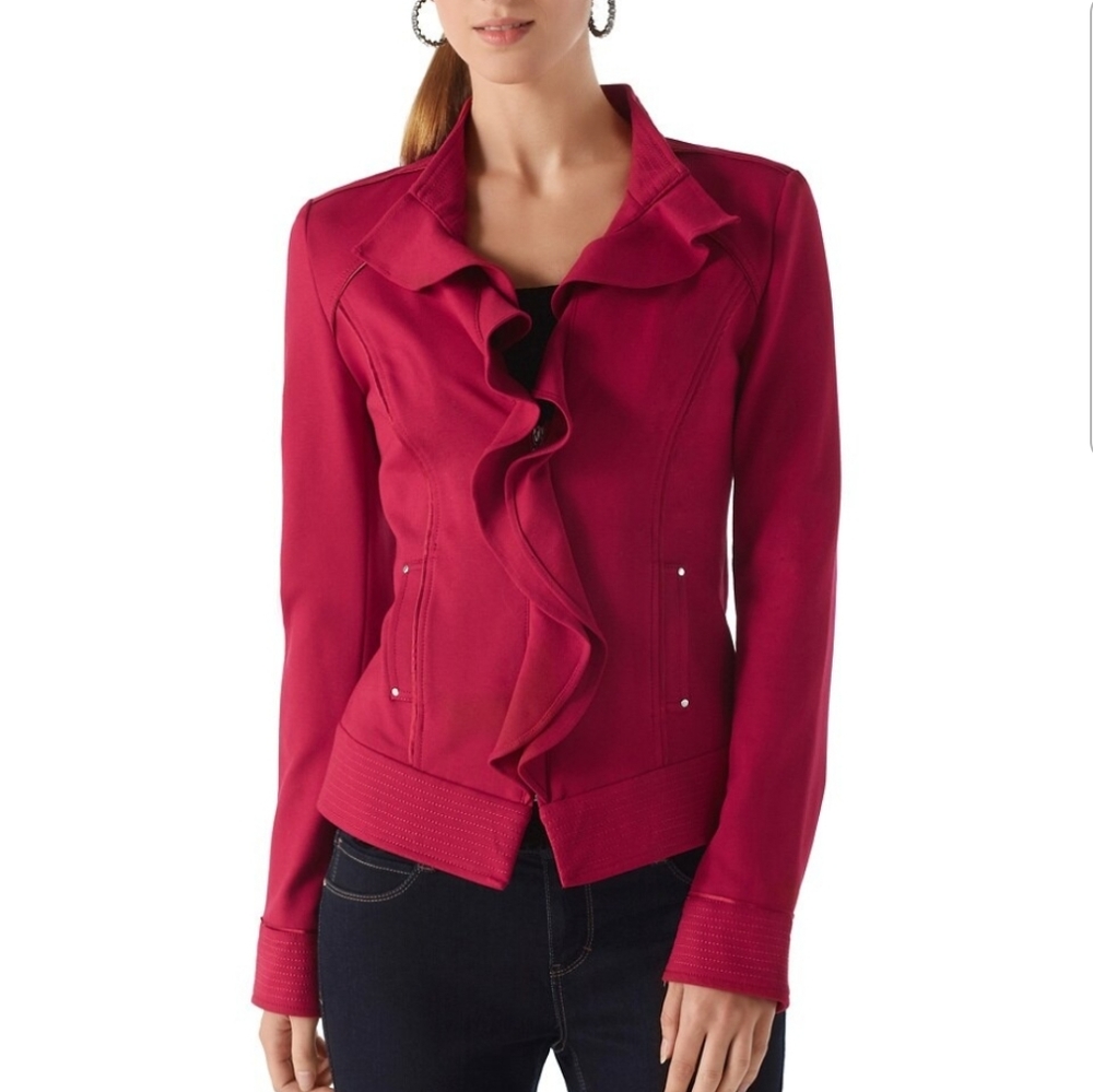 White House Black Market red ruffle blazer